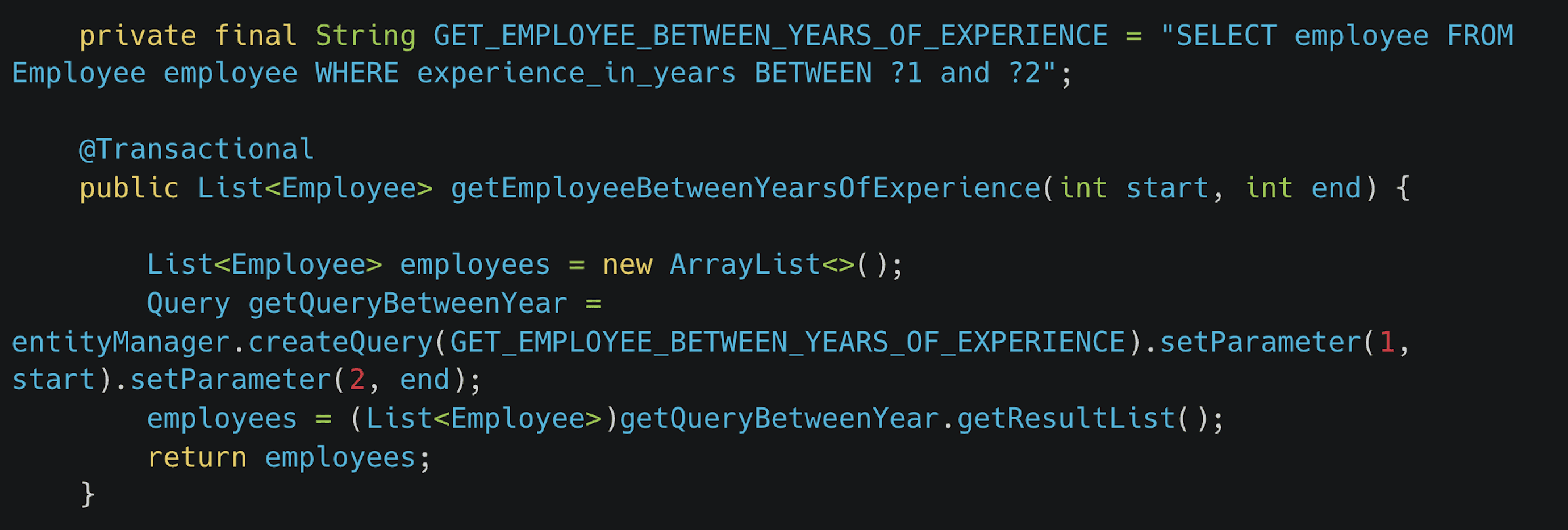Between and And method